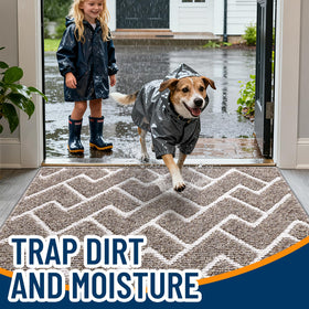 OLANLY Front Door Mat with dirt-resistant surface traps debris before it enters.