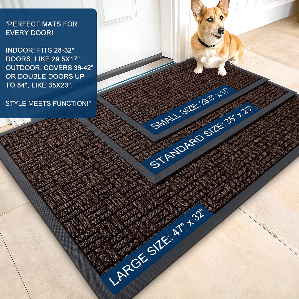 OLANLY heavy-duty natural rubber back mat stays put on busy entryways.