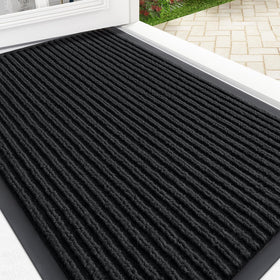 OLANLY front door mat in black for indoor/outdoor use, ideal for moisture control at entry.