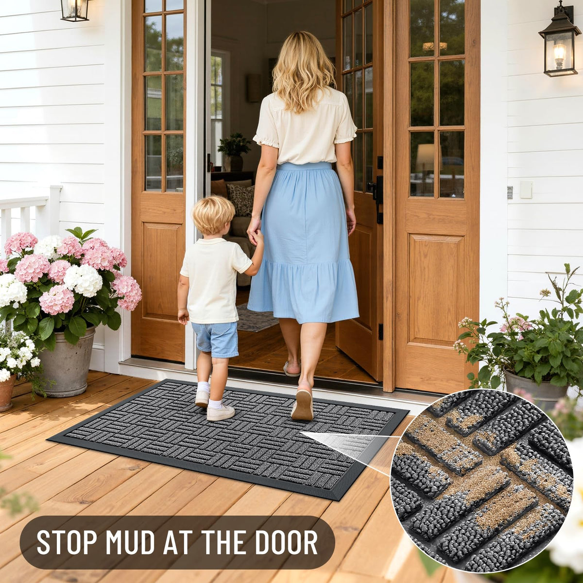 OLANLY front door mat indoor outdoor versatility suits entryways, kitchens, or patios.