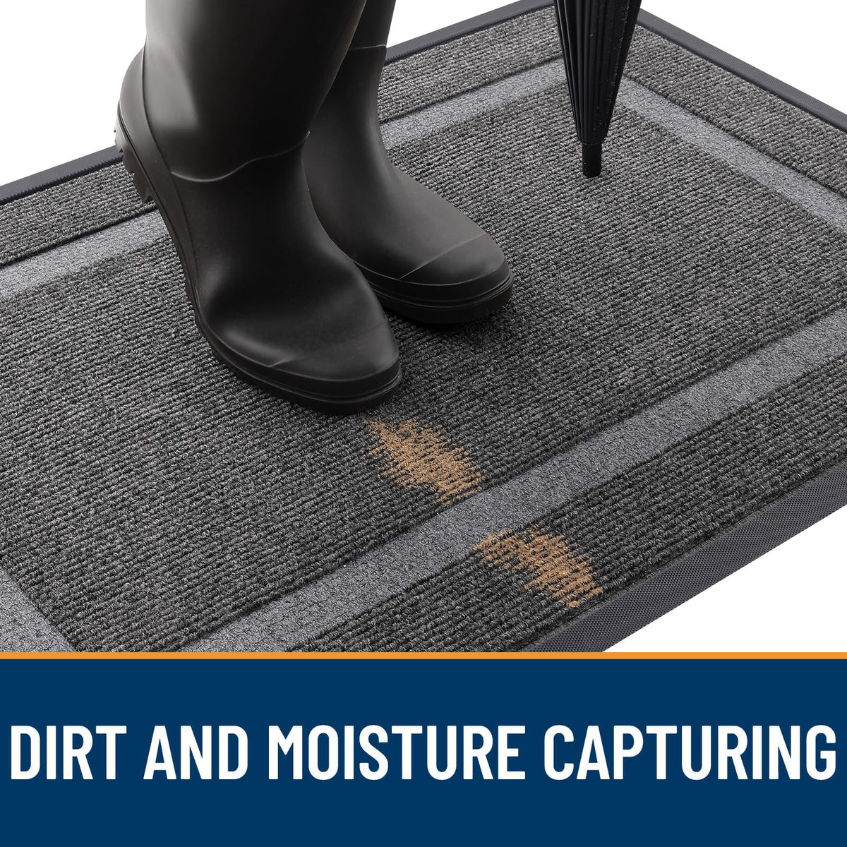 OLANLY front door mat low-profile design fits under most doors.