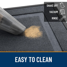 OLANLY mat's slim profile fits beneath most doors without snagging.