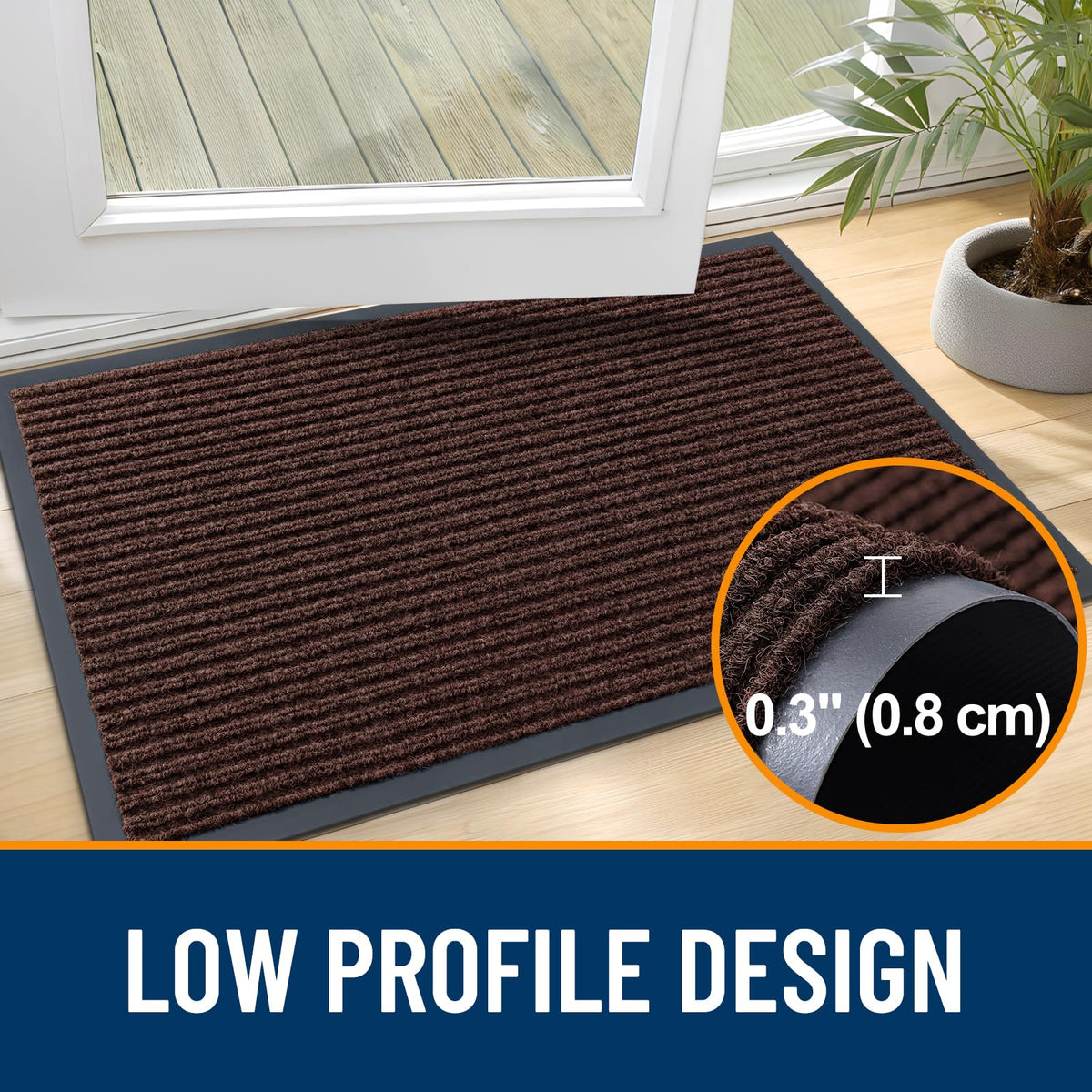 OLANLY door mat non-slip backing keeps it securely in place.