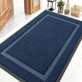 OLANLY front door mat in blue for indoor/outdoor use, keeps dirt outside.