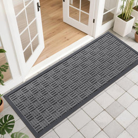 OLANLY front door mat outdoors at the entrance traps dirt and moisture for a cleaner threshold.