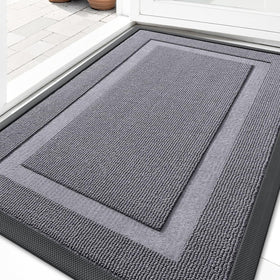 OLANLY front door mat with rubber backing traps dirt for a cleaner entry.