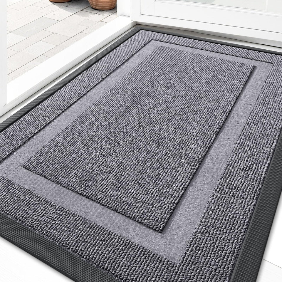 OLANLY front door mat with rubber backing traps dirt for a cleaner entry.