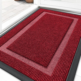 OLANLY front door mat with rubber backing for durable outdoor use.