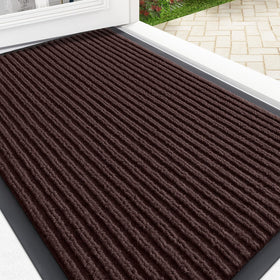 OLANLY front door mat striped pattern enhances entryway style and dirt protection.