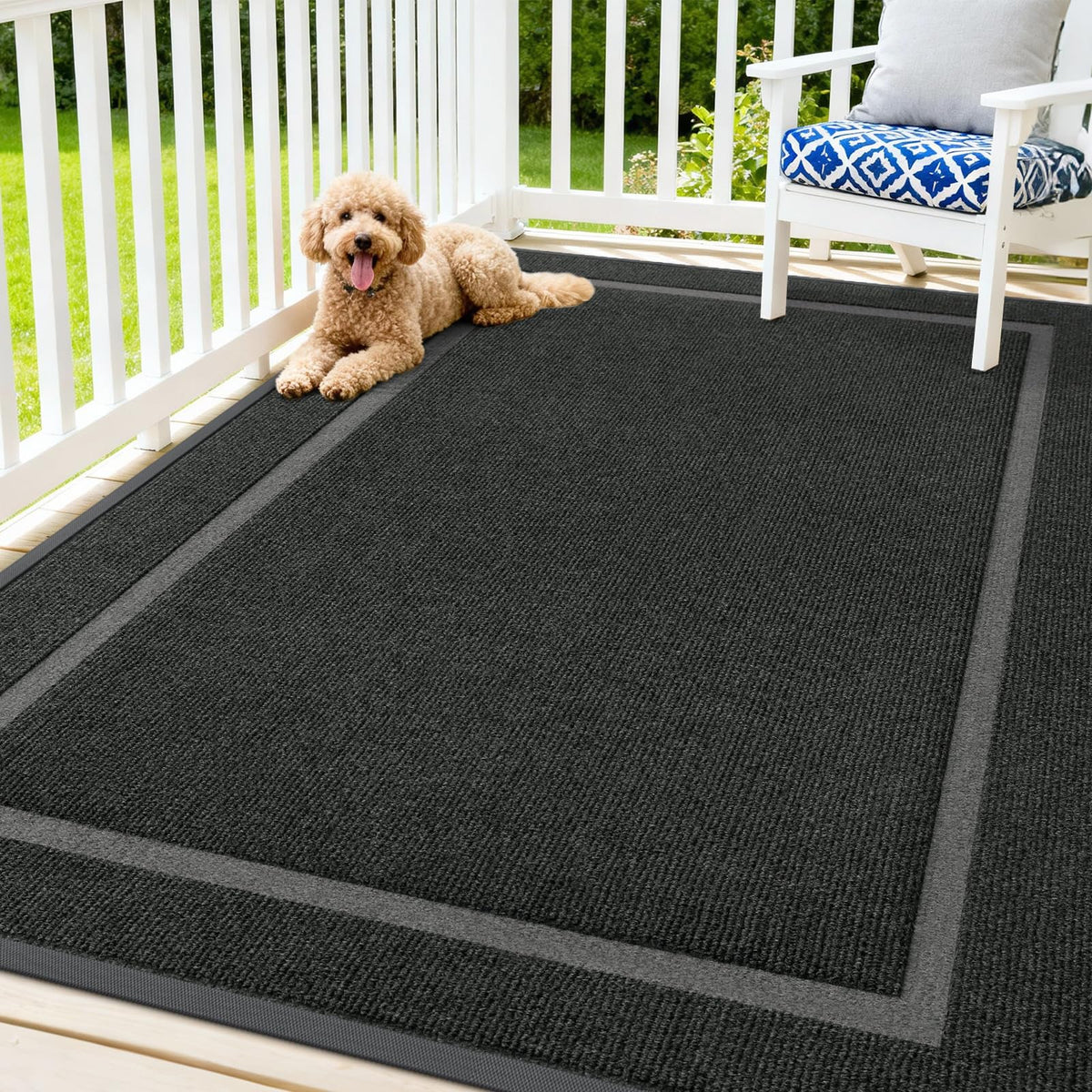 OLANLY front door mat showing sturdy natural rubber backing for durability at entrances.