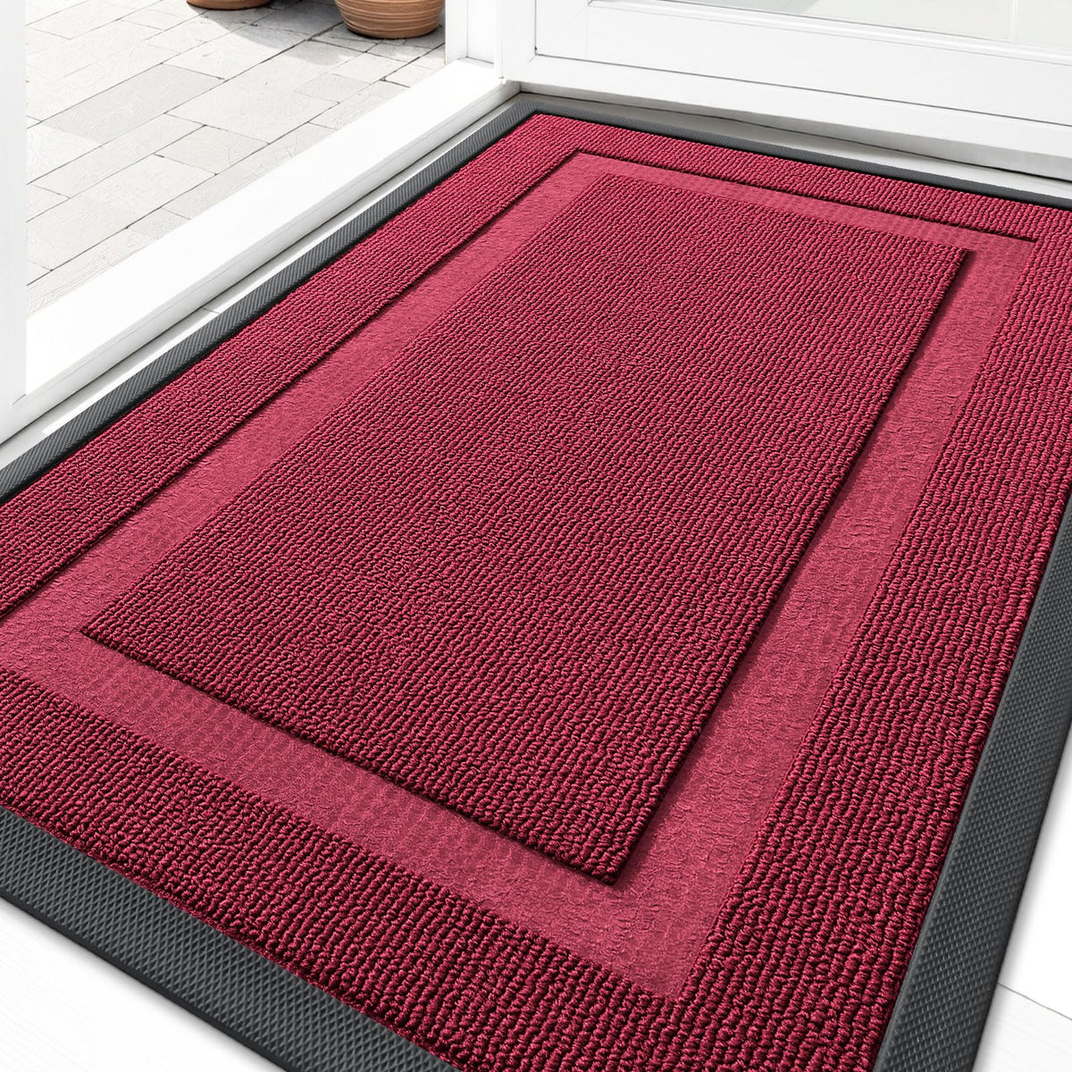 OLANLY Front Door Mat with sturdy natural rubber backing for durable indoor-outdoor use.