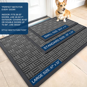 OLANLY front door mat texture closeup highlights durable woven surface that hides wear.