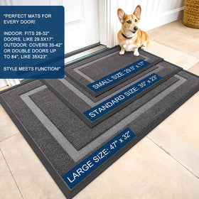 OLANLY front door mat top-side weave texture traps dirt and moisture effectively.