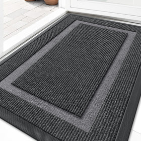 OLANLY front-door mat topside weave traps dirt at the doorway.