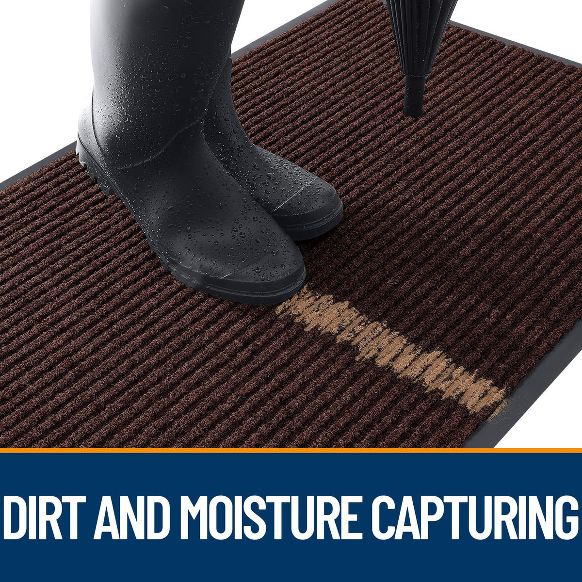 OLANLY mat absorbs moisture to help keep floors dry after rain.