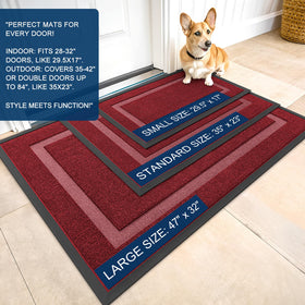 OLANLY front door mat resists stains and fading in all weather.