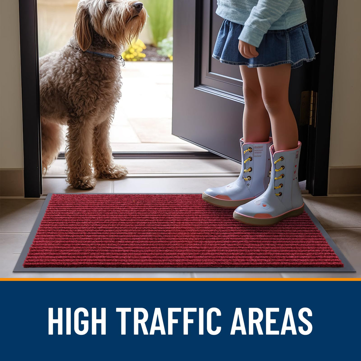 OLANLY front door mat wine red color complements entryway decor