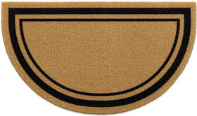 OLANLY half circle front door mat showcases a welcoming design and robust dirt capture.