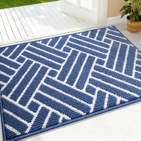 OLANLY indoor door mat 32x20 navy traps dirt to keep floors cleaner.