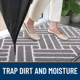OLANLY indoor door mat dirt capture closeup demonstrates debris trapping fibers