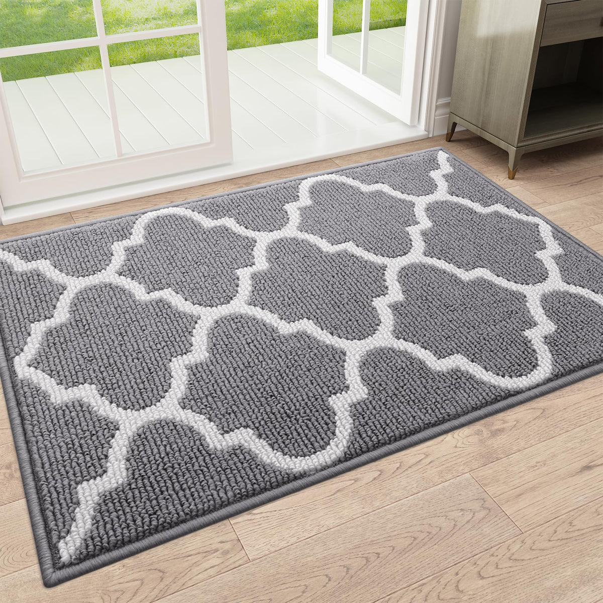 OLANLY indoor door mat showing folded-wrinkles remedy keeps entry look tidy