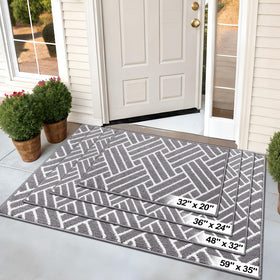 OLANLY grey front-door mat adds contemporary feel to exterior entrance