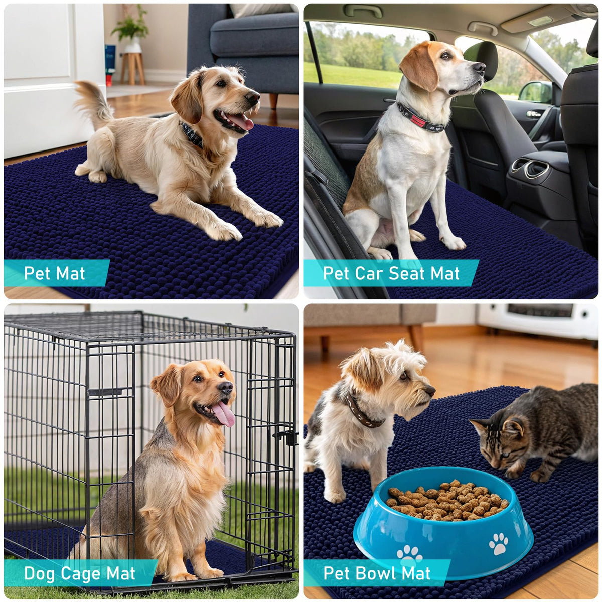 OLANLY navy blue entry mat complements décor while catching grime.