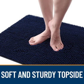 OLANLY low-profile door mat fits beneath doors without sticking.