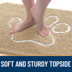 OLANLY low-profile door mat fits under most doors without sticking.