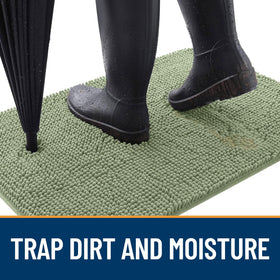 OLANLY mat absorbs moisture quickly, helping floors stay dry after muddy walks.
