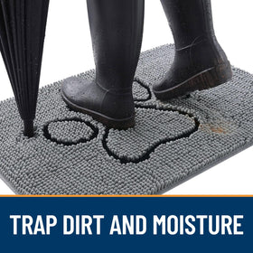 OLANLY mud mat closeup shows plush chenille pile for cozy warmth