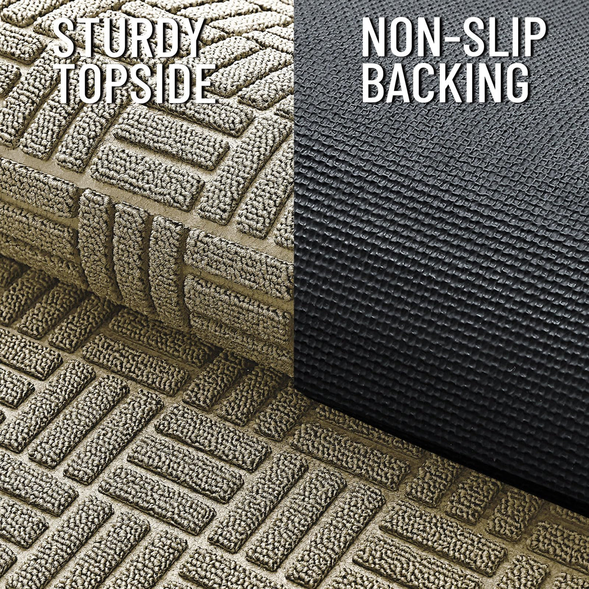 OLANLY natural rubber backing protects floors and resists movement.