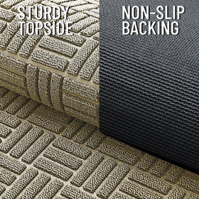 OLANLY natural rubber backing protects floors and resists movement.