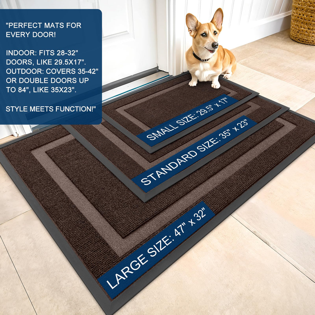 OLANLY door mat with natural rubber backing for durability and long-lasting odor reduction