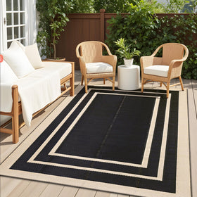 OLANLY outdoor rug 4x6ft on patio with reversible design and easy cleanup.