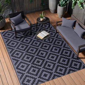 OLANLY outdoor rug on porch with geometric pattern, resists fading under sun
