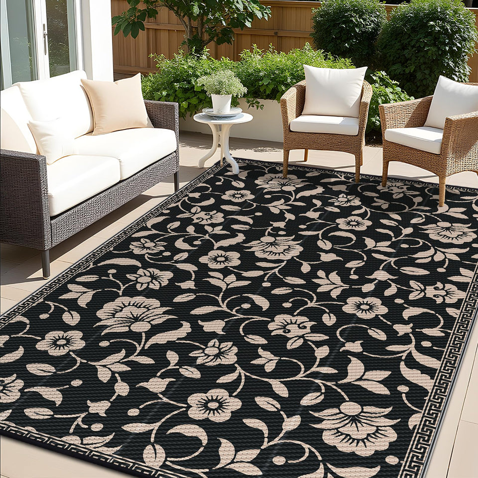 OLANLY outdoor rug 8x10 with floral pattern adds style to patios.