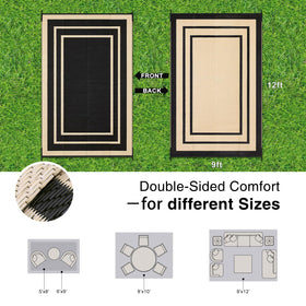 OLANLY Outdoor Rug 9x12 reverse side view, doubles as two surfaces