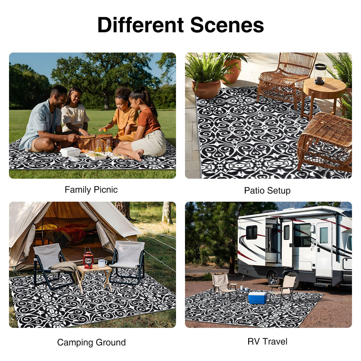 OLANLY lightweight rug, foldable for travel and storage.