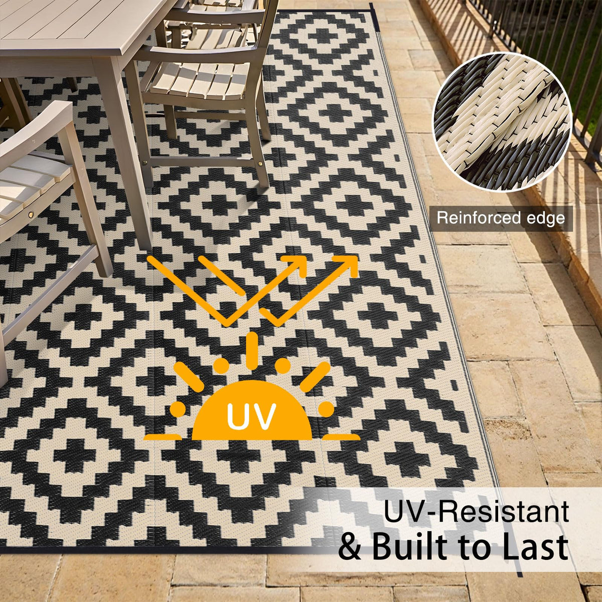 OLANLY lightweight rug folds easily for camping trips and RV setups