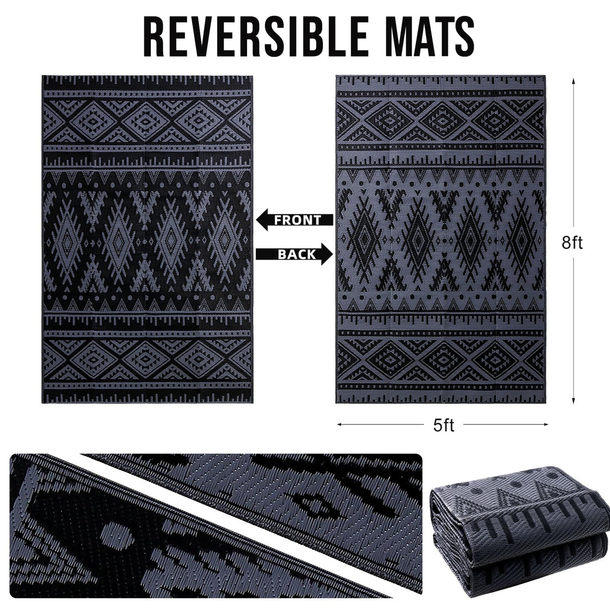 OLANLY Outdoor Rug adds durable style to patios, decks, and campsites.