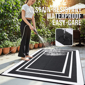 OLANLY plastic straw weave rug resists stains and cleans easily
