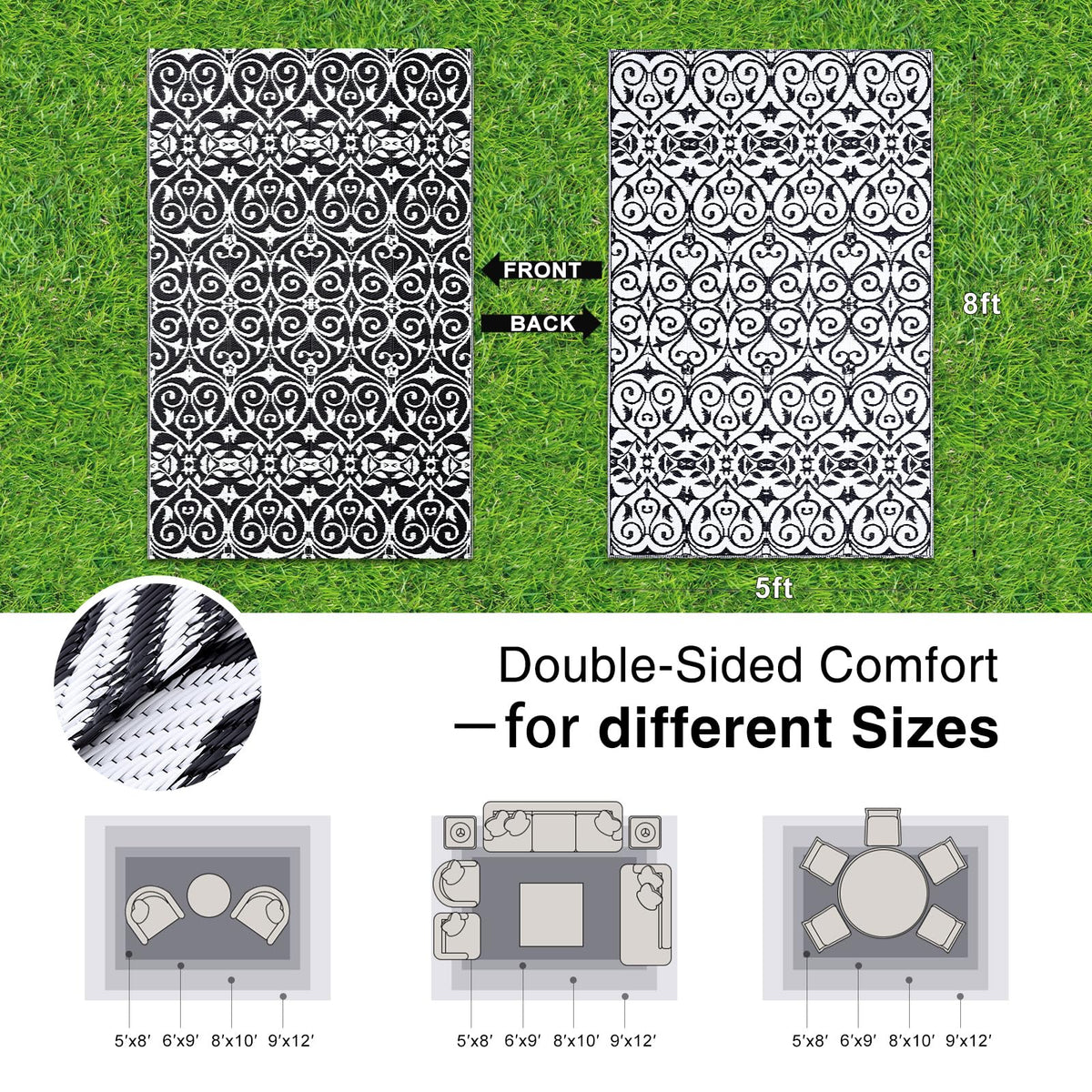 OLANLY rug with reversible geometry design for two styling looks.