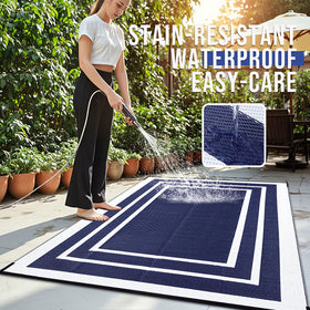OLANLY Outdoor Rug stain-resistant weave supports quick spill cleanup.