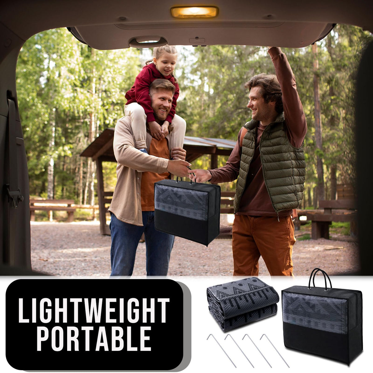 OLANLY rug folded compact for portable travel and camping