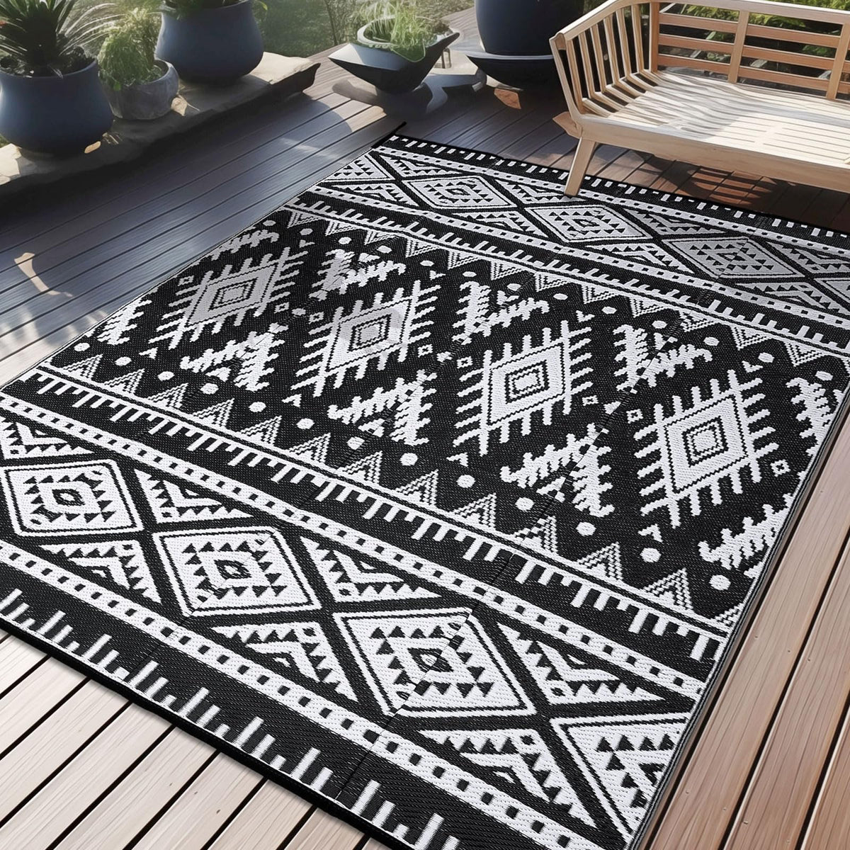 OLANLY outdoor rug waterproof 6x9, perfect for patio or deck spaces