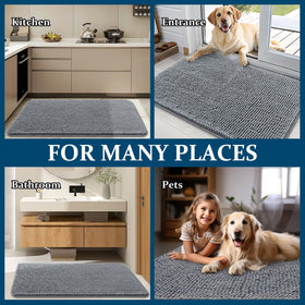 OLANLY quick-dry chenille mat maintains a tidy entryway.