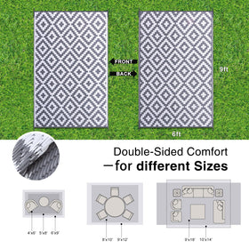 OLANLY reversible outdoor rug for patios and campsites, flip to refresh your space