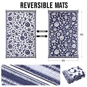 OLANLY reversible patio rug showing flower pattern for versatile outdoor decor.