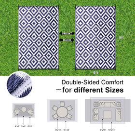 OLANLY reversible geometric pattern rug, switch styles for porch or deck